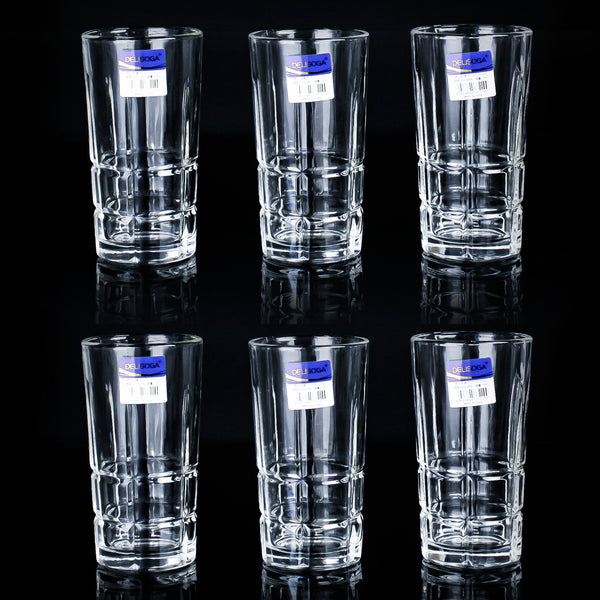 278 ML طقم كاسات هاي بول بنمط مربعات حديث - 6 قطع