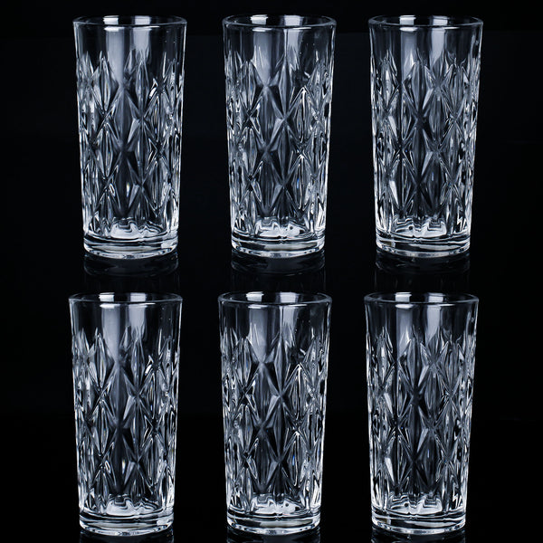 330 ML طقم كاسات هاي بول بتصميم ماسي أنيق - 6 قطع