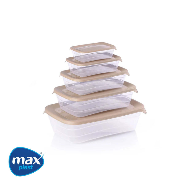 (3L- 1500ML- 900ML- 500ML-250ML)طقم علب طعام مستطيلة 5 قطع من ماكس بلاست