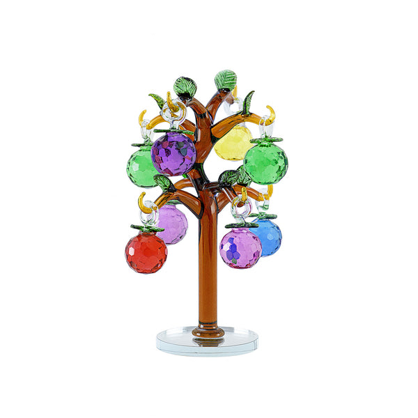 تمثال شجرة كريستالية بزخارف كروية ملونة