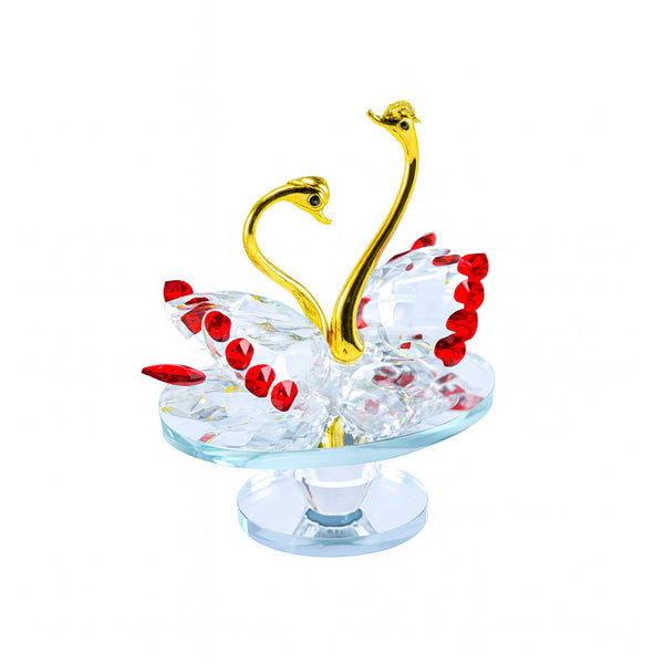 تمثال بجعتين كريستال على قاعدة