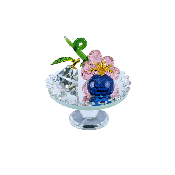 تمثال فواكه كريستال على حامل غصن عنب مزخرف