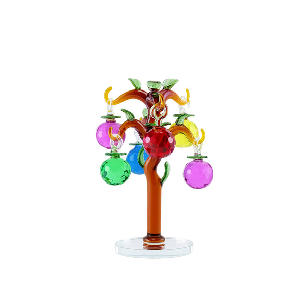 تمثال شجرة كريستالية بزخارف كروية ملونة