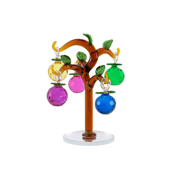 تمثال شجرة كريستالية بزخارف كروية ملونة