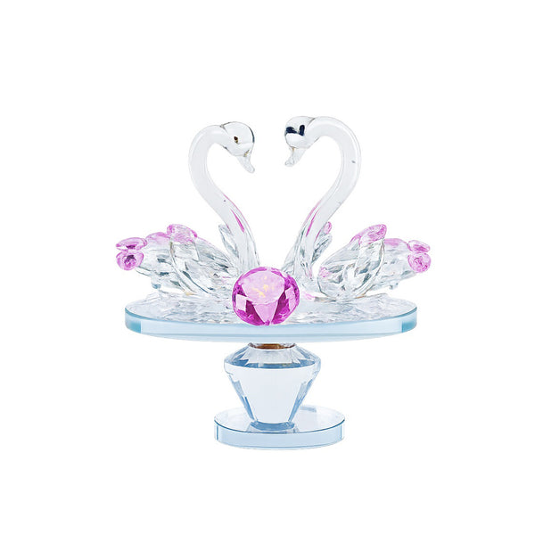 تمثال بجعتين كريستال على قاعدة