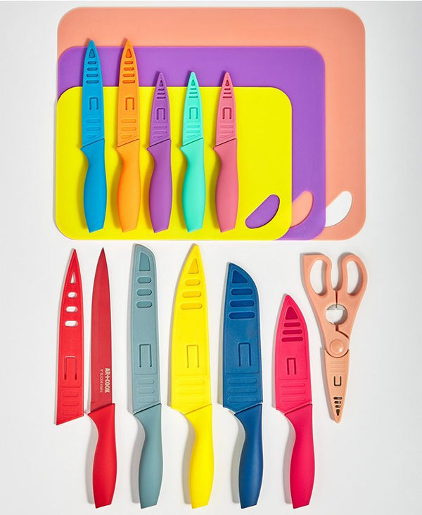 25 Piece Cutlery Set - Colorful Knives with Matching Blade Covers AR+Cook