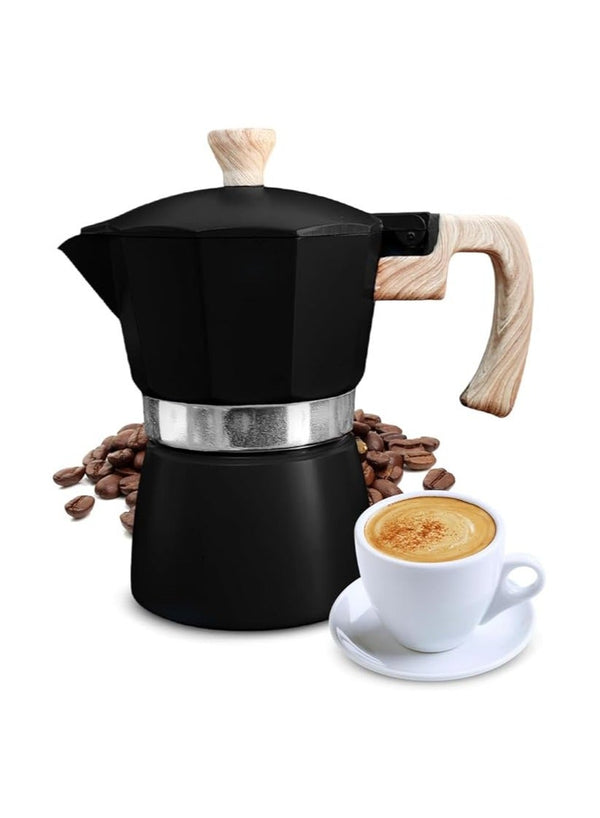 Espresso pot with wooden handle, enough for 3 cups