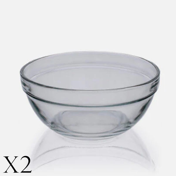 Set of 2 Pyramids Glass Bowls 17 cm