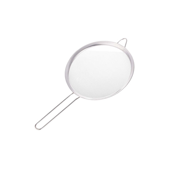 Stainless steel strainer with large wooden handle