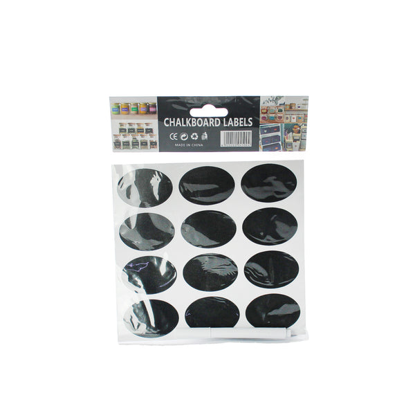 Reusable Chalkboard Stickers - 12 Oval Stickers with Chalk