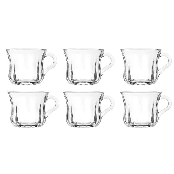 طقم 6 أكواب شاي/إسبريسو زجاجية شفافة متوهجة
