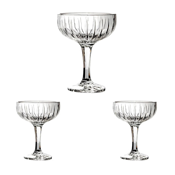 كؤوس ايس كريم زجاجية أنيقة ذات سيقان مضلعة (طقم من 3)