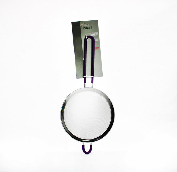 Stainless steel strainer with large wooden handle