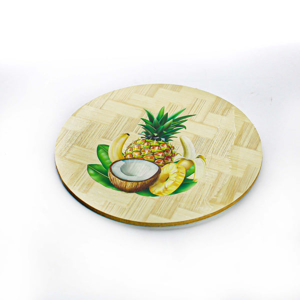 قاعدة أكواب من الخيزران بطبعة فواكه