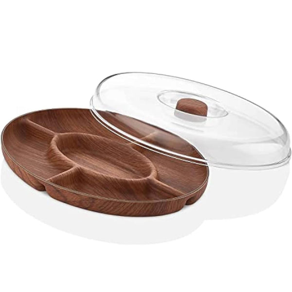 Evelin 5-Eye Oval Serving Platter with Acrylic Lid