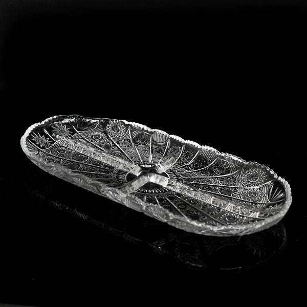 Oval Divided Glass Serving Platter