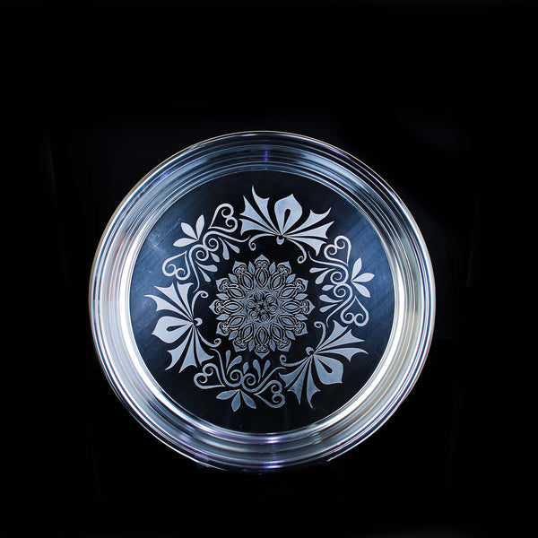 Round stainless steel serving tray