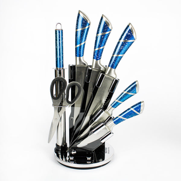 8-Piece White Handle Kitchen Knife Set