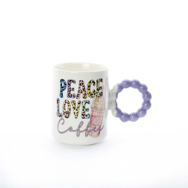 Ceramic Coffee Mugs with Beaded Handles 340 ml
