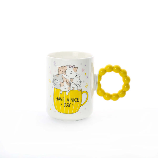 Ceramic Coffee Mugs with Beaded Handles 340 ml
