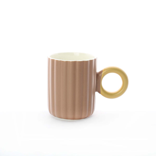 Ribbed Ceramic Coffee Mugs with Round Handles