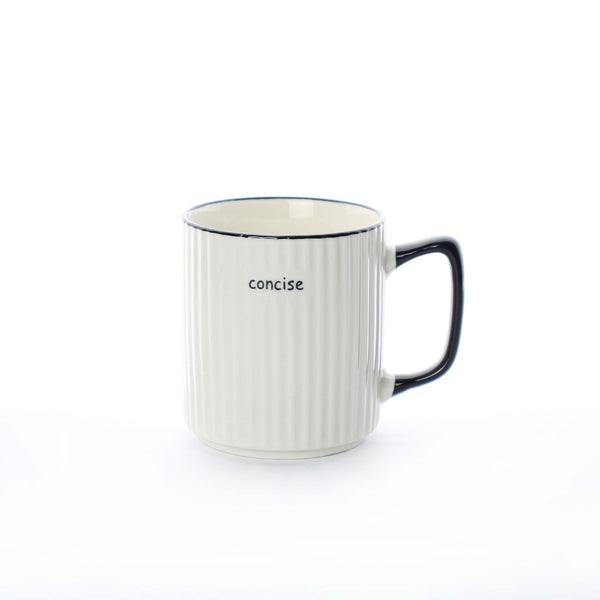 Ribbed Ceramic Coffee Mugs with Contrast Handle
