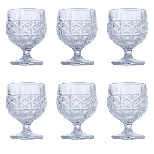 Blinkmax Diamond Texture Goblets / Water Glasses - Set of 6 - 220 Ml
