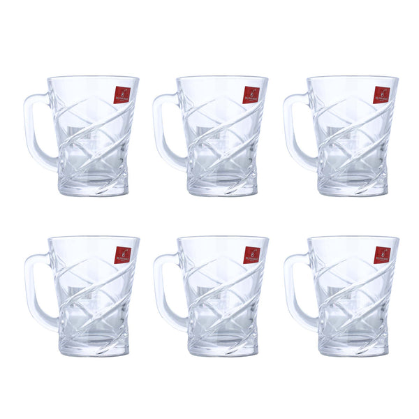 Blinkmax Swirl Pattern Handled Mugs - Set of 6 - 230 ML