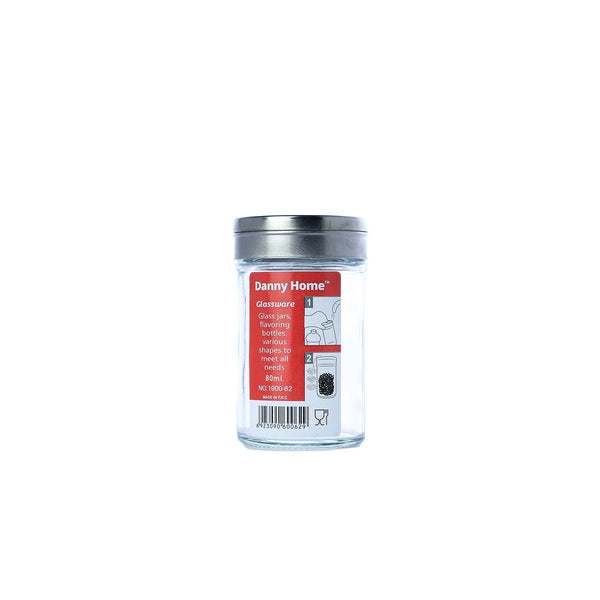 Danny Home 80ml Glass Spice & Seasoning Shaker Jar with Metal Lid