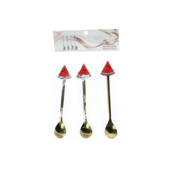 Set of 3 Decorative Watermelon Top Coffee Spoons