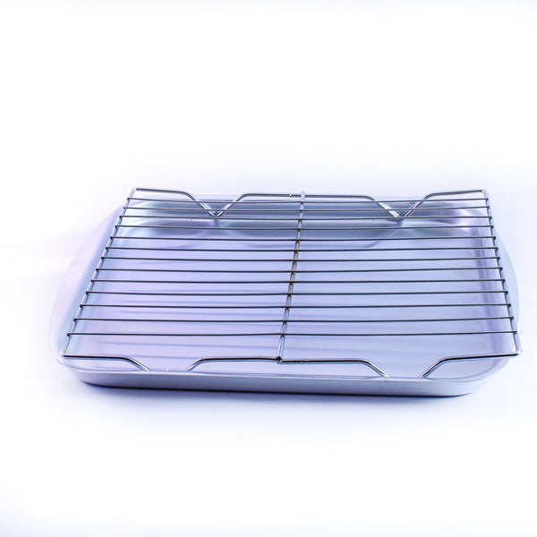 Aluminum bagasse tray with grid, medium