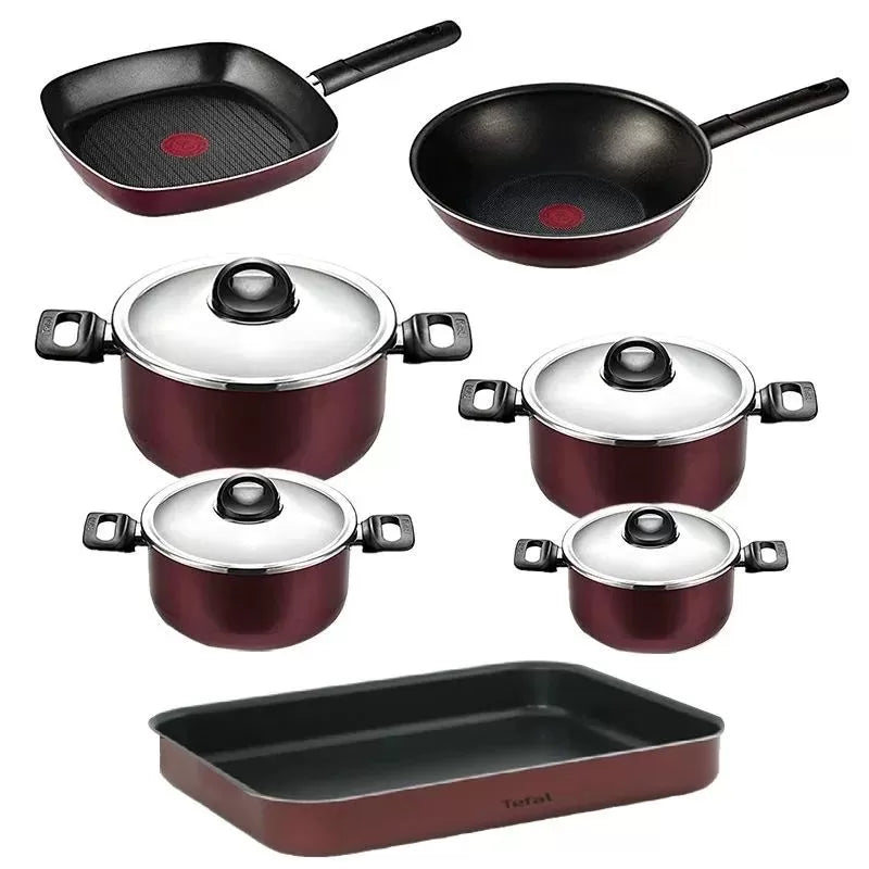 طقم 11 قطع- (4حلل بغطيان, طاسه غويطه , جريل , صنية فرن ) Tefal Armatal