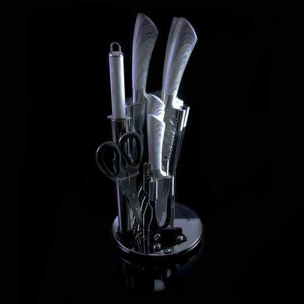 Kitchen knife set with white handle, 8 pieces