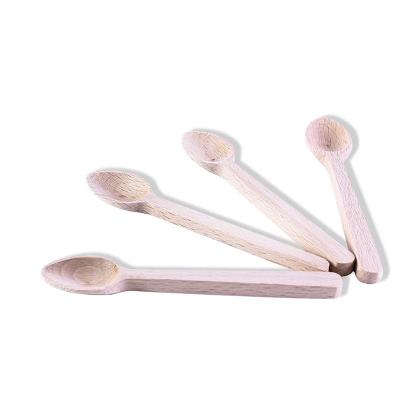 A set of 4 wooden spoons, size 14 cm