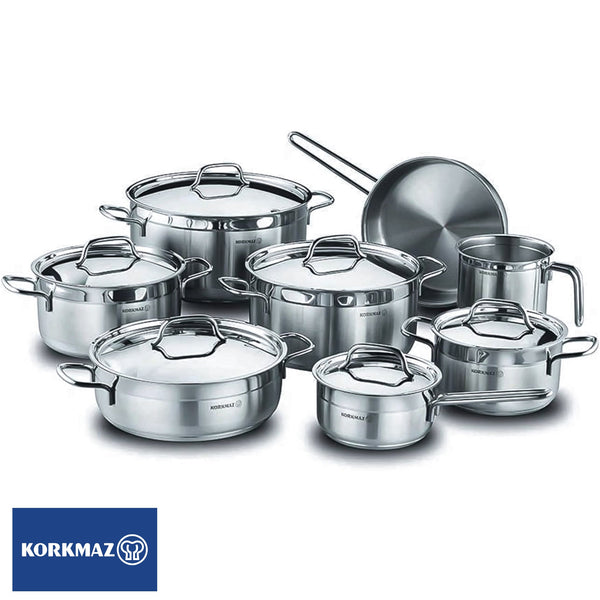 Korkmaz Alpha Grand stainless steel cookware set, 14 pieces