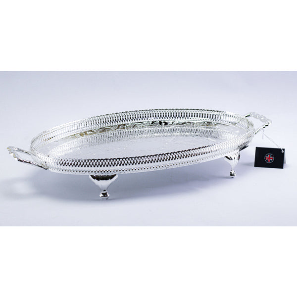 Oval tray with handle and legs 35 cm Queen Anne